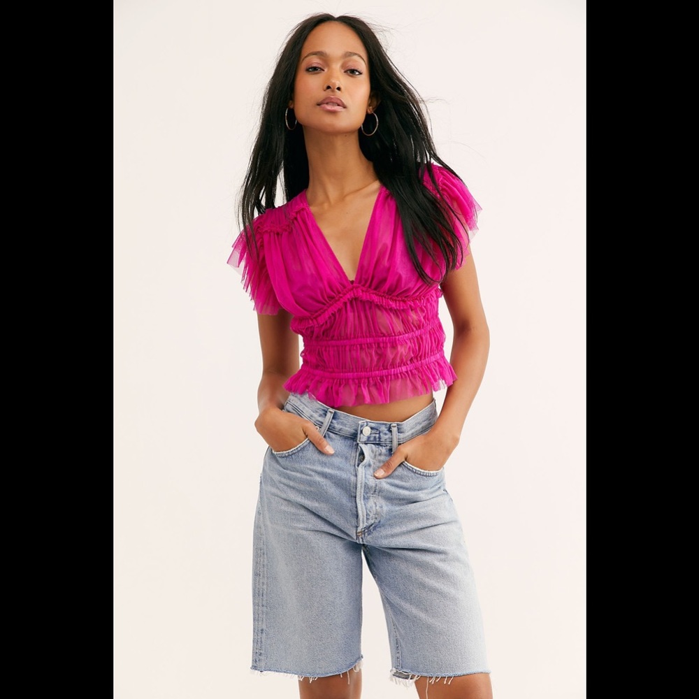 Free People Mesh Crop Top